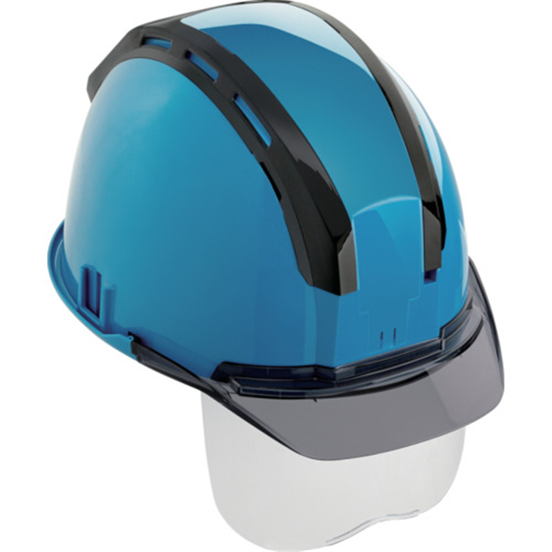 タジマ ヘルメット セフメット(セフ取付溝付ヘルメット) ブルー スモーク シールド付 1個（ご注文単位1個）【直送品】
