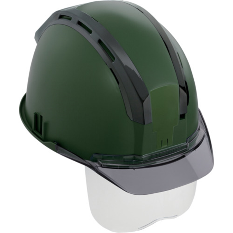 タジマ ヘルメット セフメット(セフ取付溝付ヘルメット) アースグリーン スモーク シールド付 1個（ご注文単位1個）【直送品】