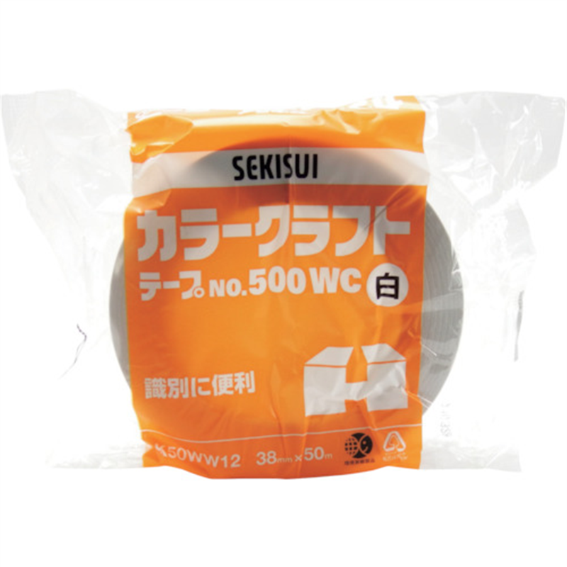 積水 カラークラフトテープ#500WC 38X50 赤 1巻（ご注文単位1巻）【直送品】