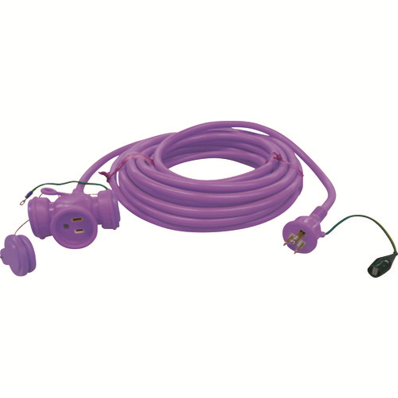 JAPPY 3P防水型延長コード 紫 1本（ご注文単位1本）【直送品】