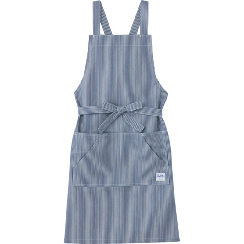 Leeワークウェア 胸当てエプロン ホワイト×ブルー F 1枚（ご注文単位1枚）【直送品】