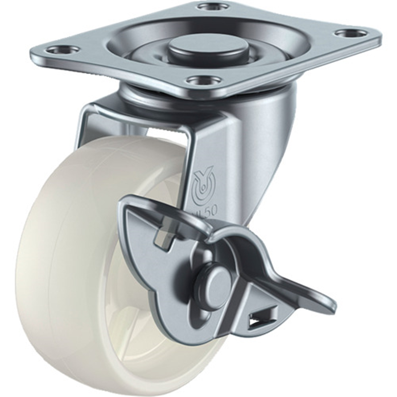 ユーエイ プレート式 自在 キャスター ナイロン 車輪径50mm ストッパー付き Lタイプ LG-S型 取付寸法46×35 1個（ご注文単位1個）【直送品】