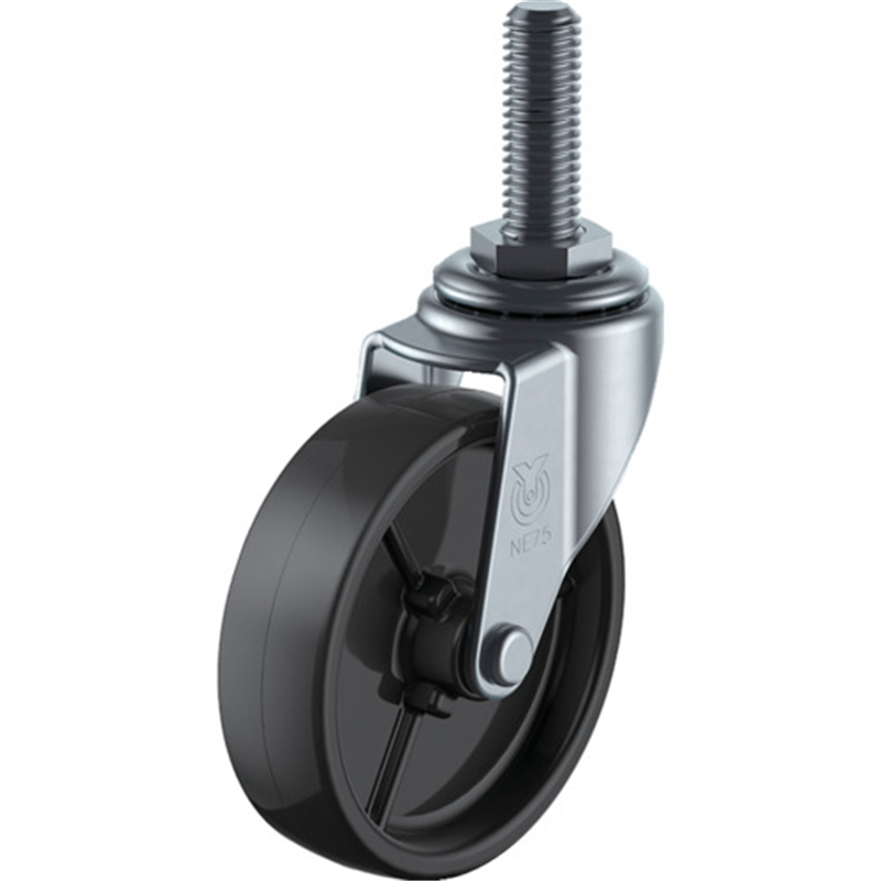 ユーエイ ねじ込み式 自在 キャスター 黒ナイロン 車輪径65mm  Lタイプ LT型 ネジ寸法W3/8×14山数16 1個（ご注文単位1個）【直送品】