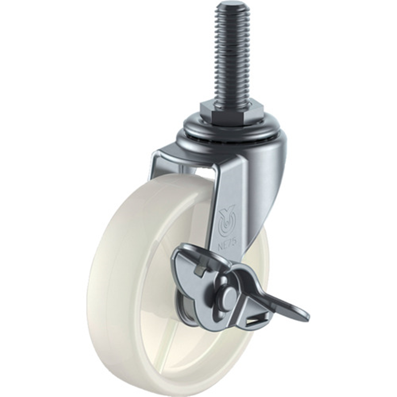 ユーエイ ねじ込み式 自在 キャスター ナイロン 車輪径65mm ストッパー付き Lタイプ LT-S型 ネジ寸法M12×35ピッチ1.75 1個（ご注文単位1個）【直送品】