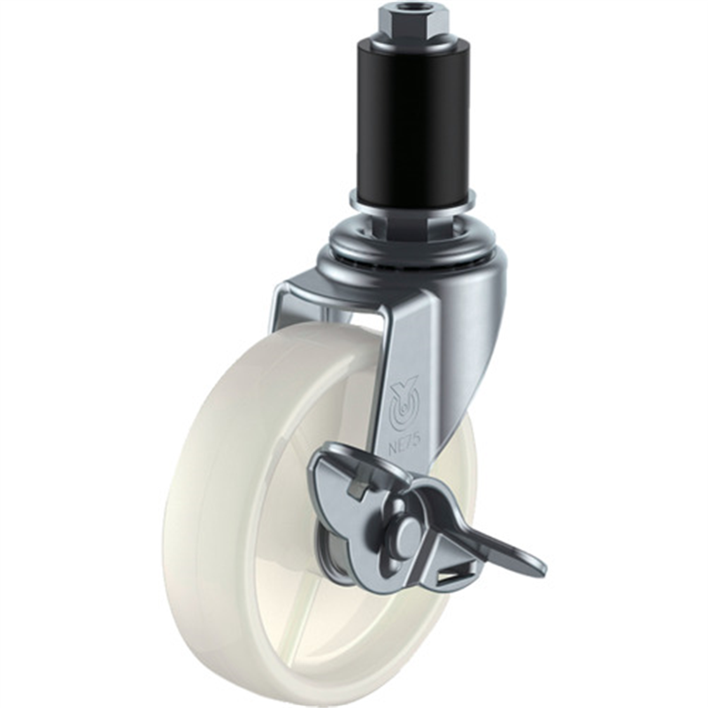 ユーエイ 差し込み式 自在 キャスター ナイロン 車輪径50mm ストッパー付き Lタイプ LTF-S型 パイプ径22 1個（ご注文単位1個）【直送品】