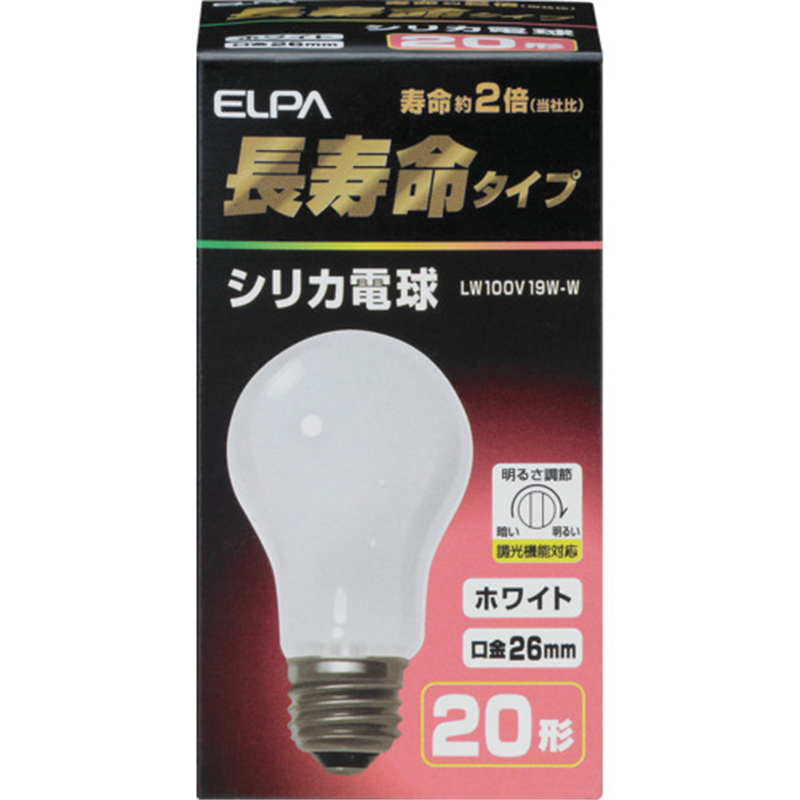 ELPA シリカ電球 長寿命 E26 20W形 1個（ご注文単位1個）【直送品】