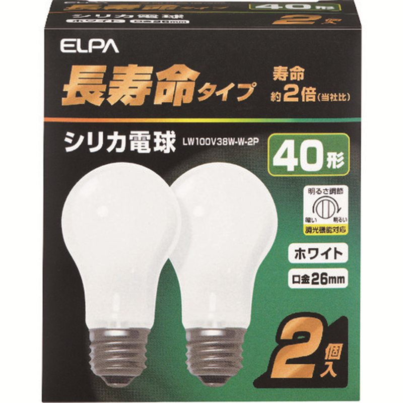 ELPA シリカ電球 長寿命 E26 40W形 2個入 1個（ご注文単位1個）【直送品】