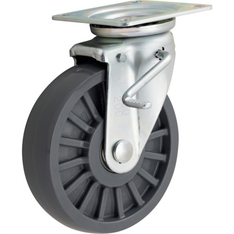 イノアック 低始動・高耐久キャスター 200径 エラストマー 旋回金具ダブルストッパー付 1個（ご注文単位1個）【直送品】