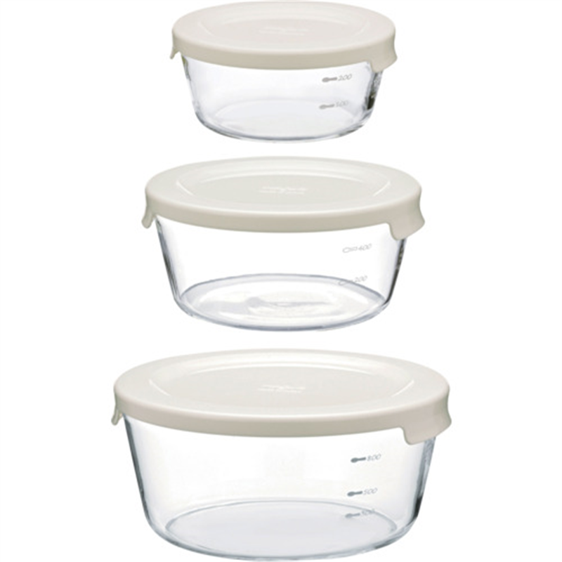 HARIO 耐熱ガラス製保存容器丸3個セット 1セット（ご注文単位1セット）【直送品】