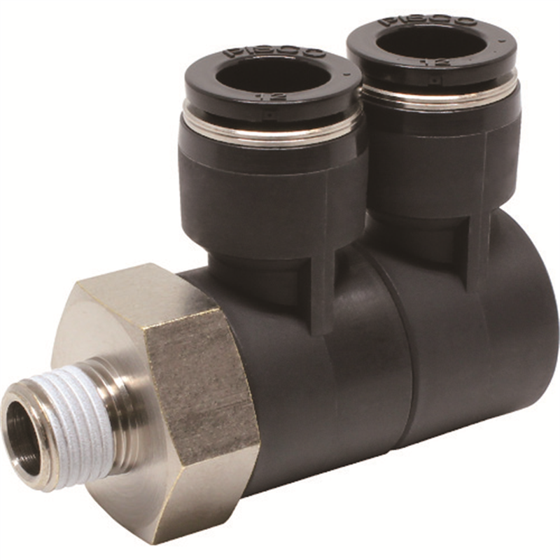 PISCO チューブフィッティング ダブルユニバーサルエルボチューブ12ネジ02 1個（ご注文単位1個）【直送品】