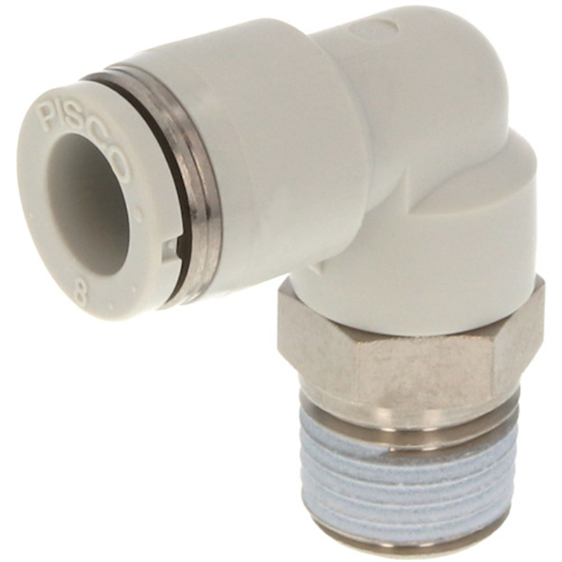 PISCO チューブフィッティング エルボ チューブ外径:6mm ネジサイズ:R1/4 ライトグレー仕様 1個（ご注文単位1個）【直送品】