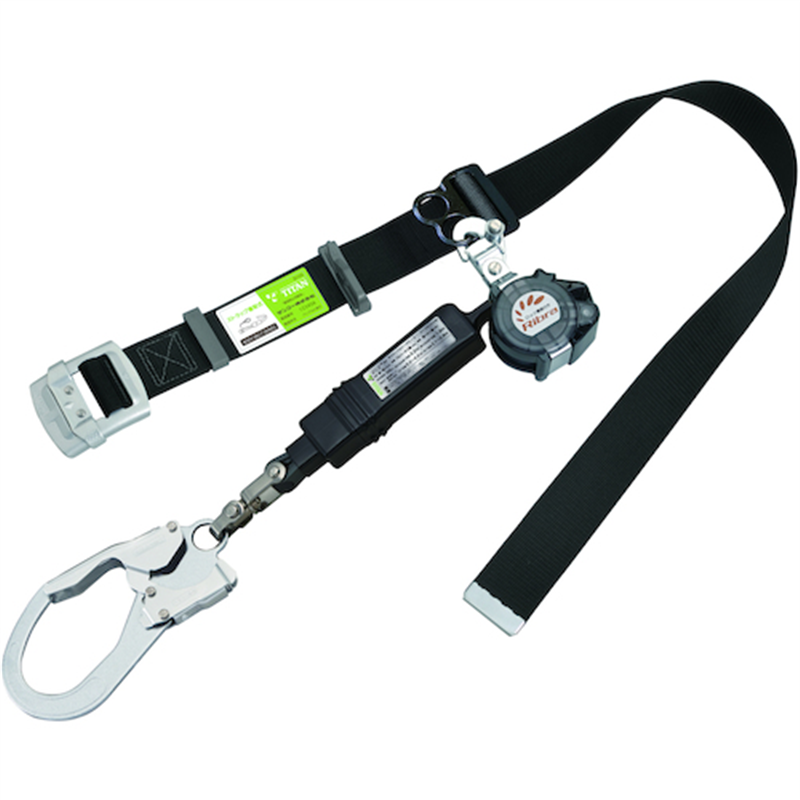 タイタン 胴ベルト型ロック付き巻取式  シングル Ribraライト ブラック 1本（ご注文単位1本）【直送品】