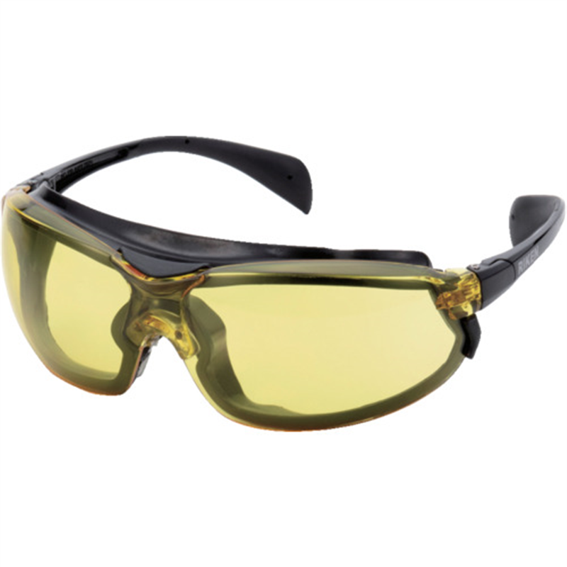 リケン 一眼型保護めがね(防曇・防塵) RC-170BK Y VF-P ガスケット付き(イエローレンズ) 1個（ご注文単位1個）【直送品】