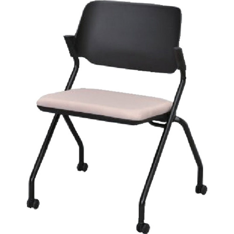 アールエフヤマカワ SYネスティングチェア  ブラック 肘無し ファブリック ラテベージュ 1脚（ご注文単位1脚）【直送品】