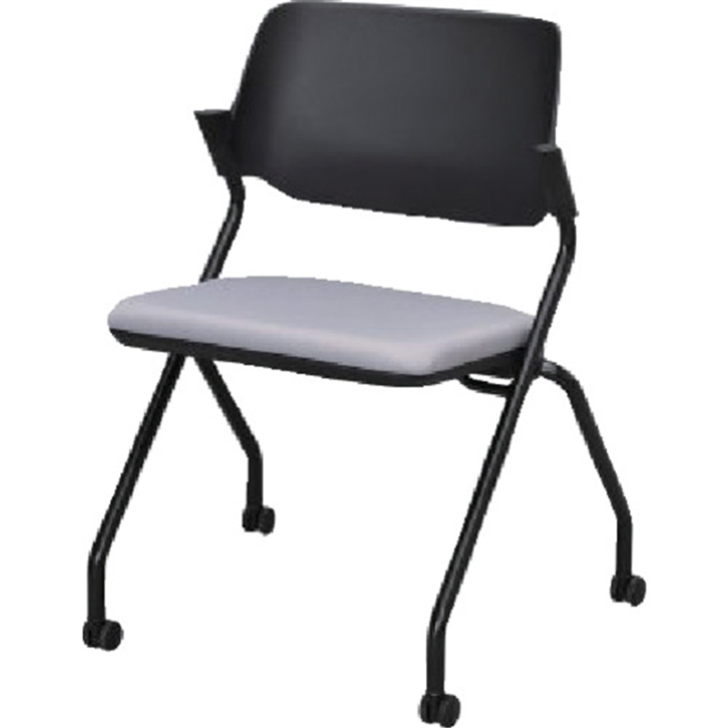 アールエフヤマカワ SYネスティングチェア  ブラック 肘無し ファブリック ニュートラルグレー 1脚（ご注文単位1脚）【直送品】