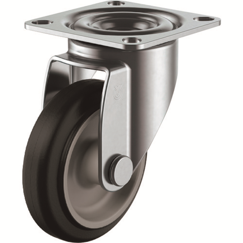 ユーエイ プレート式 自在 キャスター グレーゴム 車輪径100mm  Jタイプ RJ2型 取付寸法71×71(68×68) 1個（ご注文単位1個）【直送品】