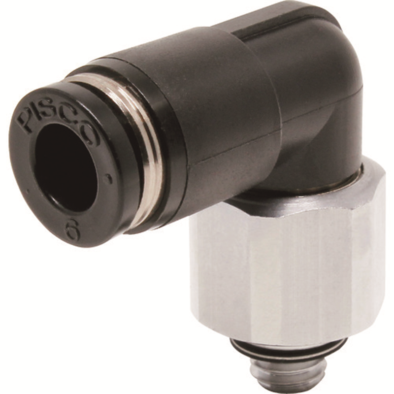 PISCO ロータリジョイント エルボチューブ6ネジM6X1 1個（ご注文単位1個）【直送品】