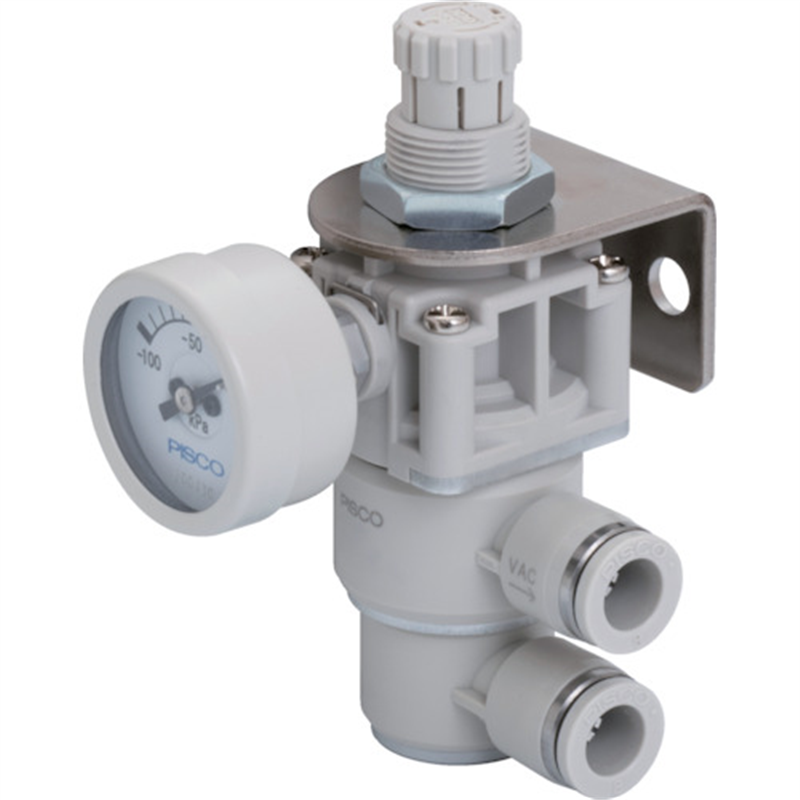 PISCO 真空レギュレータプッシュロックタイプ φ30mm負圧計付 ユニオンタイプ 1個（ご注文単位1個）【直送品】