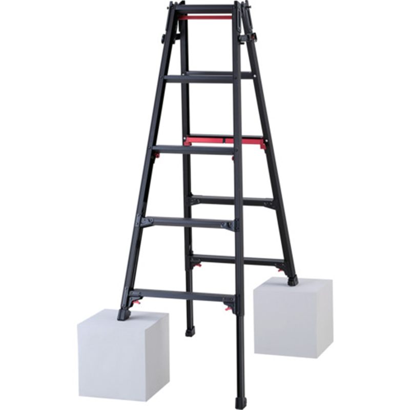 ハセガワ 脚部伸縮脚立 シャガマン ブラック 5段(10760) 1台（ご注文単位1台）【直送品】