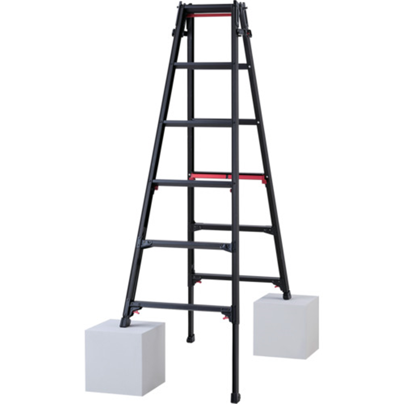 ハセガワ 脚部伸縮脚立 シャガマン ブラック 6段(10761) 1台（ご注文単位1台）【直送品】