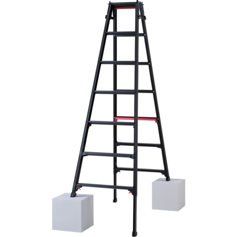 ハセガワ 脚部伸縮脚立 シャガマン ブラック 7段(10762) 1台（ご注文単位1台）【直送品】