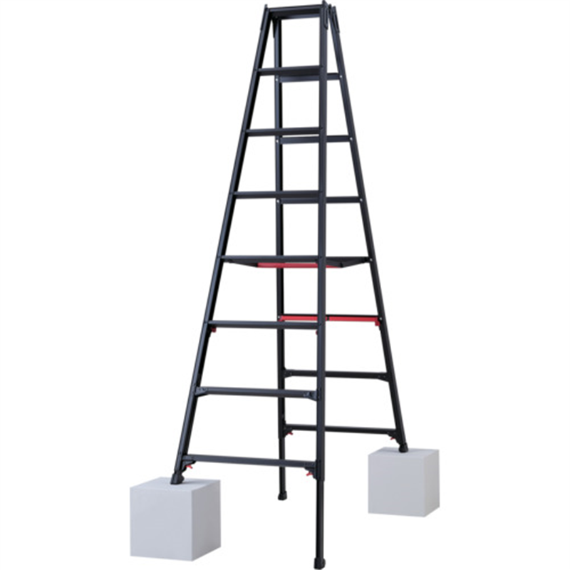 ハセガワ 脚部伸縮式専用脚立 シャガマン ブラック 8段(10763) 1台（ご注文単位1台）【直送品】