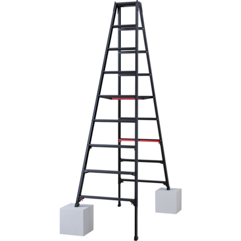 ハセガワ 脚部伸縮式専用脚立 シャガマン ブラック 9段(10764) 1台（ご注文単位1台）【直送品】