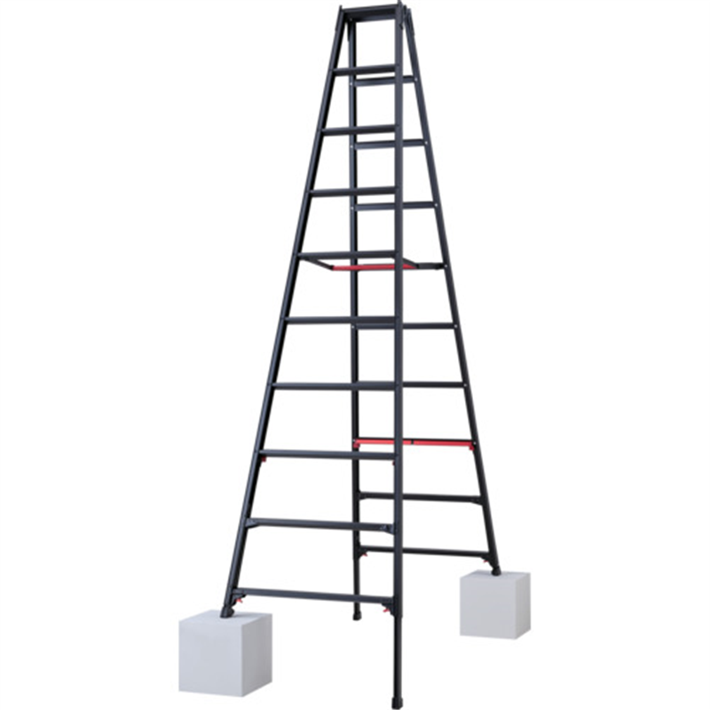 ハセガワ 脚部伸縮式専用脚立 シャガマン ブラック 10段(10765) 1台（ご注文単位1台）【直送品】