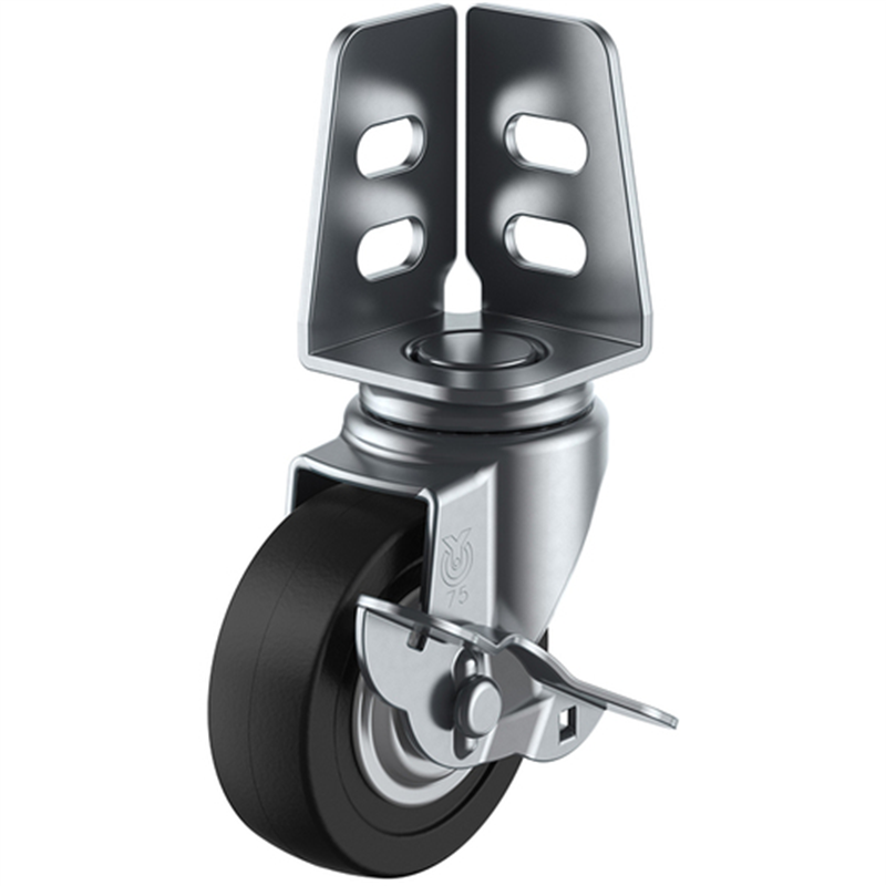 ユーエイ アングル 自在 キャスター ゴム 車輪径65mm ストッパー付き Sタイプ SA-S型 取付寸法20×21,16 1個（ご注文単位1個）【直送品】