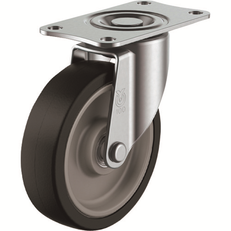 ユーエイ プレート式 自在 キャスター ゴム 車輪径100mm  SILENTタイプ SFHG型 取付寸法82×40 1個（ご注文単位1個）【直送品】