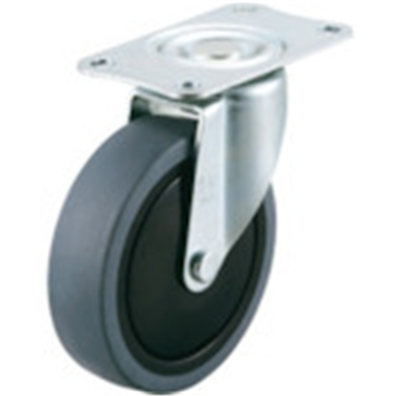 ユーエイ プレート式 自在 キャスター エラストマー 車輪径100mm  SILENTタイプ SFHG型 取付寸法82×40 1個（ご注文単位1個）【直送品】