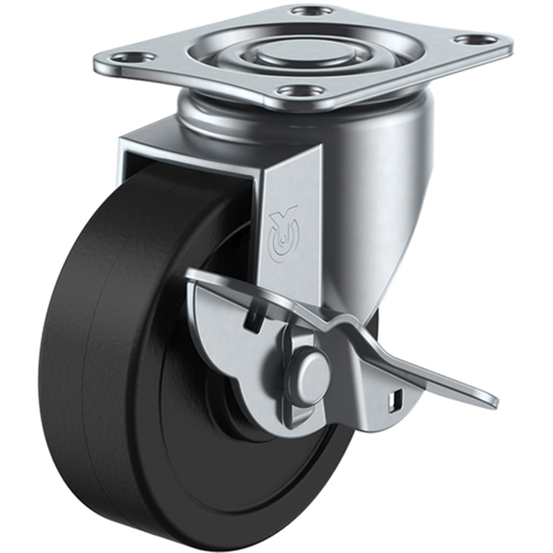 ユーエイ プレート式 自在 キャスター 導電ゴム 車輪径75mm ストッパー付き Sタイプ SG-S型 取付寸法55×42 1個（ご注文単位1個）【直送品】