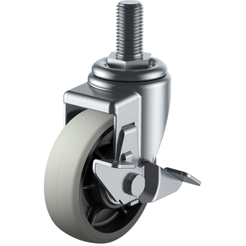 ユーエイ ねじ込み式 自在 キャスター ウレタン 車輪径100mm ストッパー付き Jタイプ SJT-S型 ネジ寸法M20×40ピッチ2.5 1個（ご注文単位1個）【直送品】