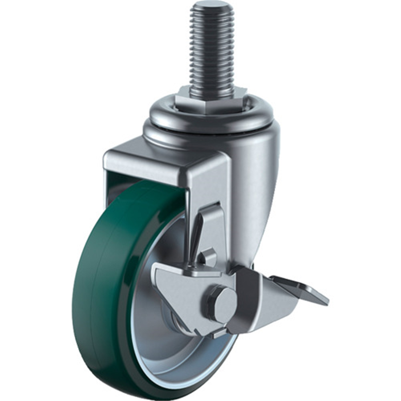 ユーエイ ねじ込み式 自在 キャスター ウレタン 車輪径100mm ストッパー付き Jタイプ SJT-S型 ネジ寸法M16×40ピッチ2 1個（ご注文単位1個）【直送品】