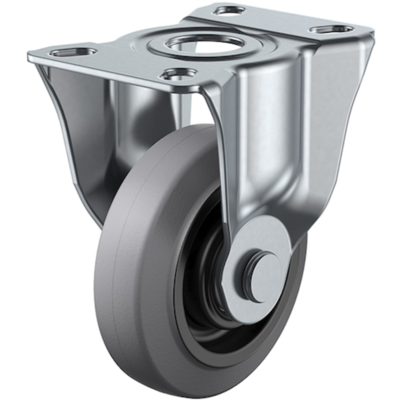 ユーエイ プレート式 固定 キャスター グレーゴム 車輪径100mm  Jタイプ SK型 取付寸法90×50(80×45) 1個（ご注文単位1個）【直送品】