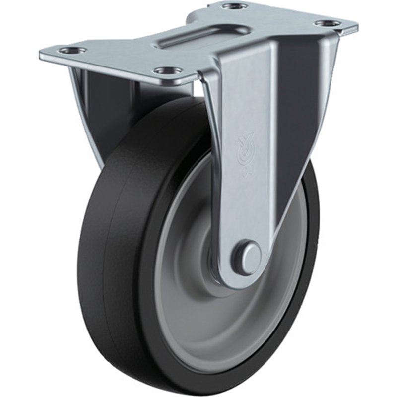 ユーエイ プレート式 固定 キャスター ゴム 車輪径100mm  SILENTタイプ SR型 取付寸法82×40 1個（ご注文単位1個）【直送品】