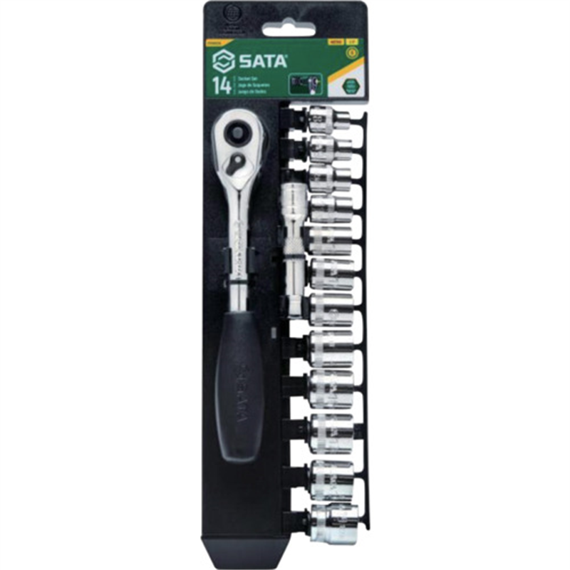 SATA 6角ソケットレンチセット 差込角9.5mm (14点)  1セット（ご注文単位1セット）【直送品】