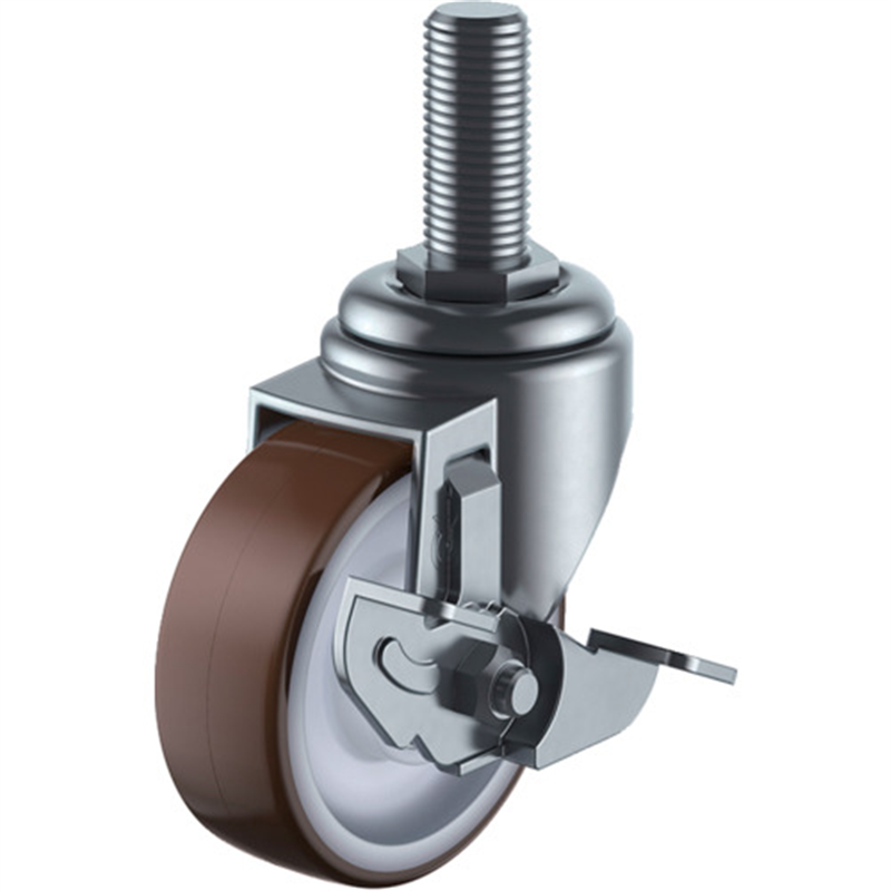 ユーエイ ねじ込み式 自在 キャスター ウレタン 車輪径100mm ストッパー付き Sタイプ ST-DS型 ネジ寸法M12×35ピッチ1.75 1個（ご注文単位1個）【直送品】