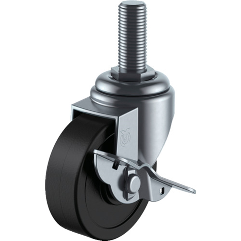ユーエイ ねじ込み式 自在 キャスター 導電ゴム 車輪径75mm ストッパー付き Sタイプ ST-S型 ネジ寸法M12×35ピッチ1.75 1個（ご注文単位1個）【直送品】
