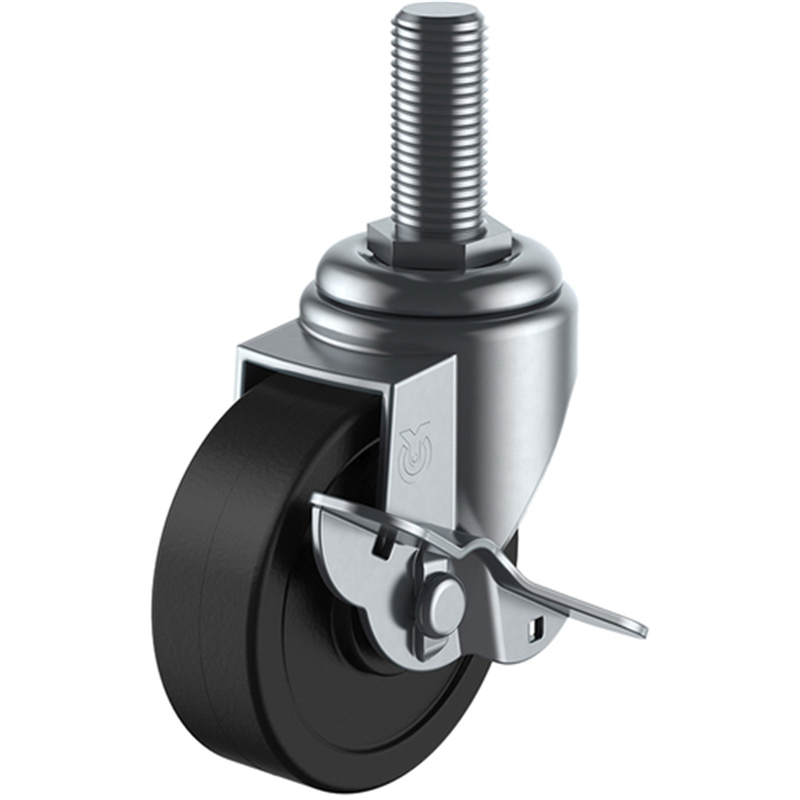 ユーエイ ねじ込み式 自在 キャスター 導電ゴム 車輪径75mm ストッパー付き Sタイプ ST-S型 ネジ寸法M16×40ピッチ2 1個（ご注文単位1個）【直送品】