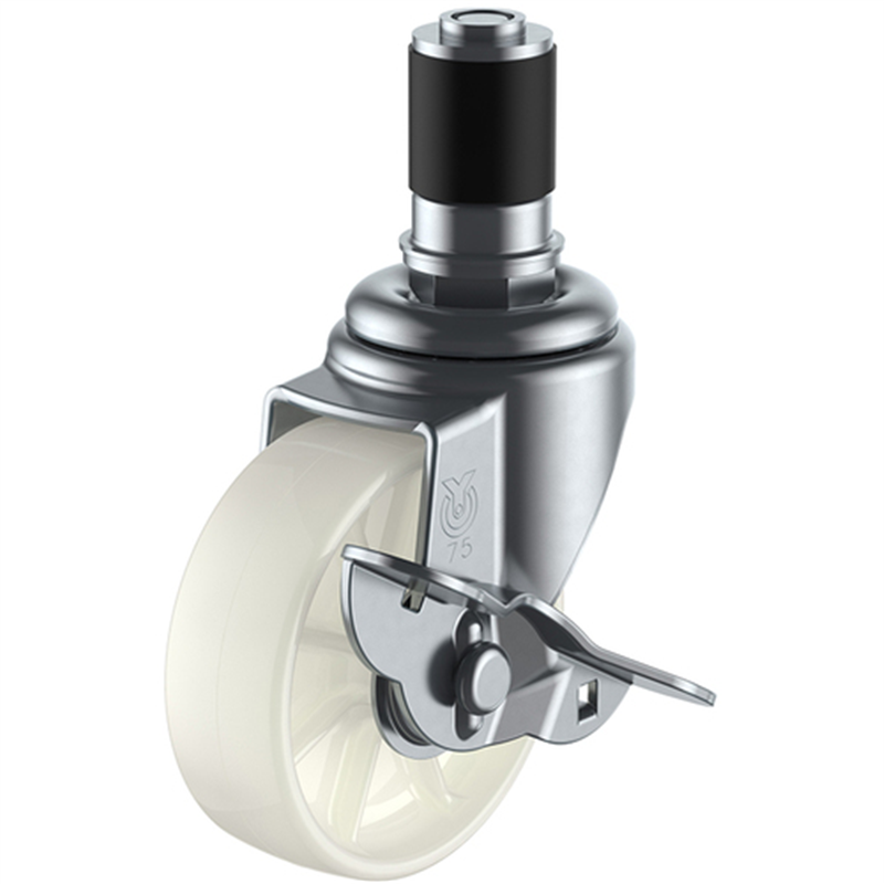 ユーエイ 差し込み式 自在 キャスター ナイロン 車輪径75mm ストッパー付き Sタイプ STF-S型 パイプ径24 1個（ご注文単位1個）【直送品】