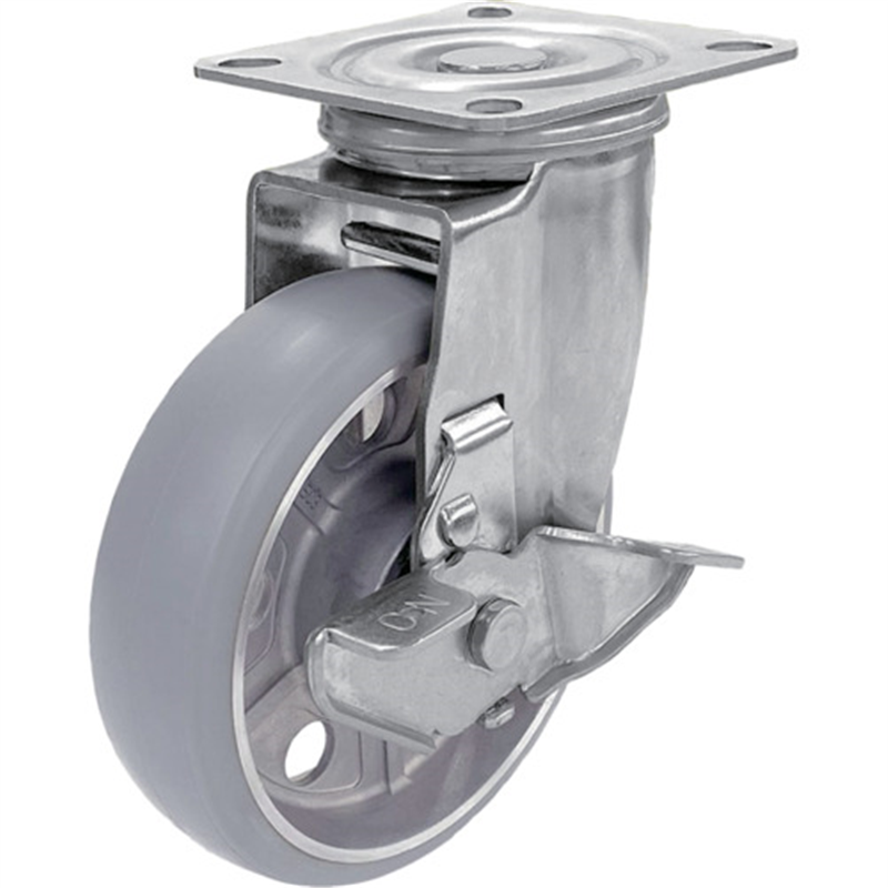 ユーエイ プレート式 自在 ステンレスキャスター アルティメットウレタン 車輪径150mm ストッパー付き Jタイプ SUS-J2-S型  1個（ご注文単位1個）【直送品】