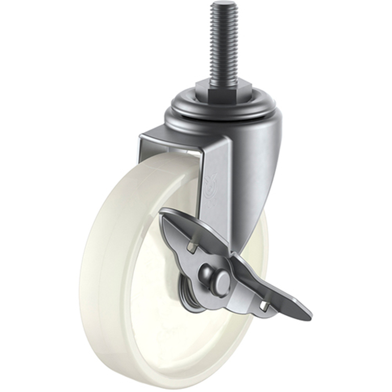 ユーエイ ねじ込み式 自在 ステンレスキャスター ナイロン 車輪径100mm ストッパー付き Eタイプ SUS-ET-S型 ネジ寸法M12×35ピッチ1.75 1個（ご注文単位1個）【直送品】