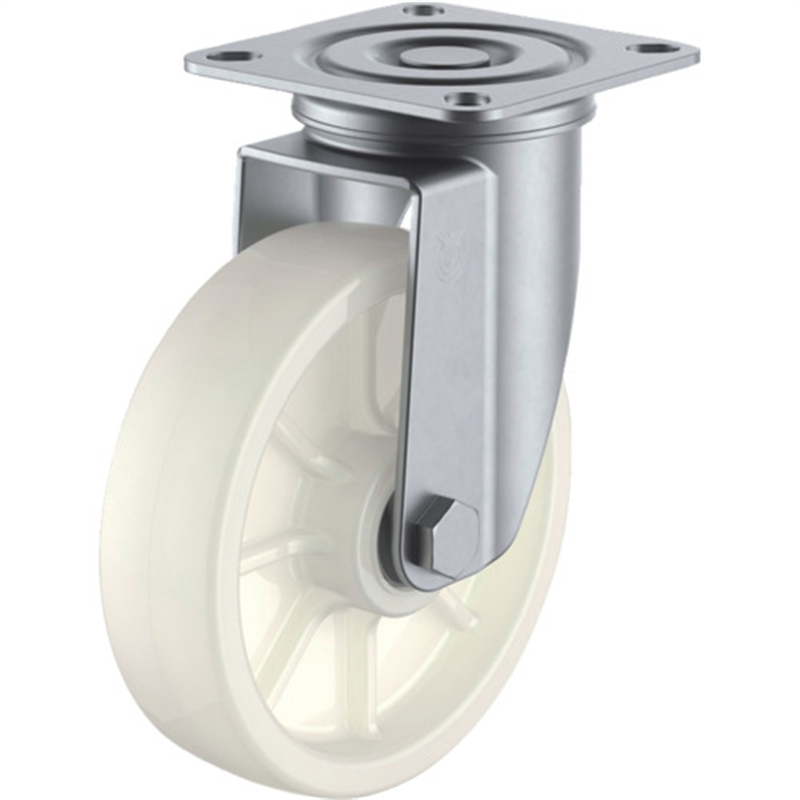 ユーエイ プレート式 自在 ステンレスキャスター ナイロン 車輪径125mm  Jタイプ SUS-J2型 取付寸法80×80(75×75) 1個（ご注文単位1個）【直送品】