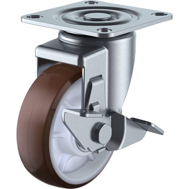 ユーエイ プレート式 自在 キャスター ウレタン 車輪径100mm ストッパー付き Jタイプ SUS-SJ-S型 取付寸法71×71(68×68) 1個（ご注文単位1個）【直送品】