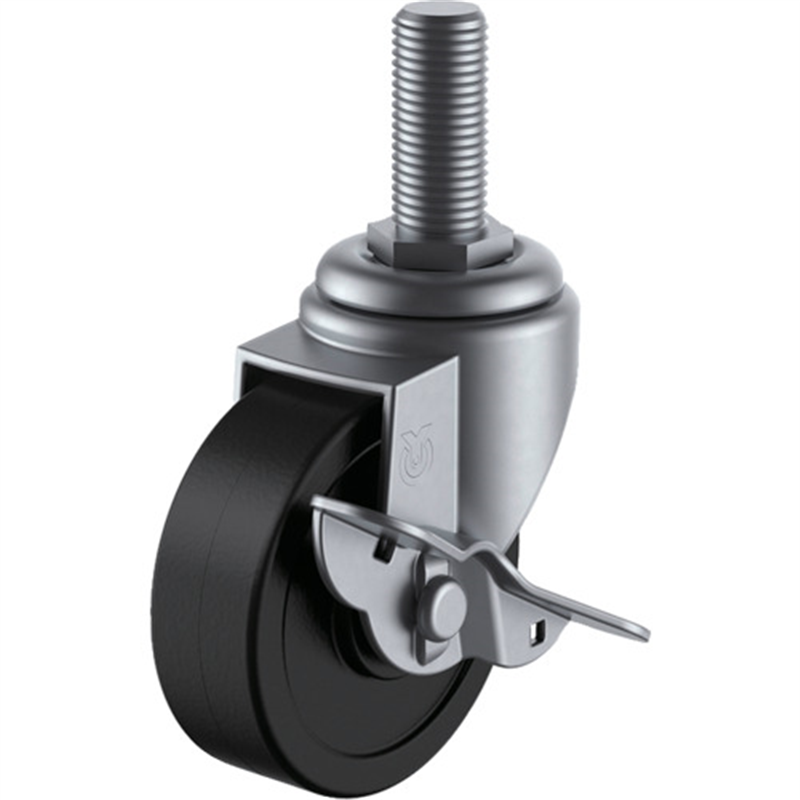 ユーエイ ねじ込み式 自在 ステンレスキャスター ゴム 車輪径50mm ストッパー付き Sタイプ SUS-ST-S型 ネジ寸法M12×35ピッチ1.75 1個（ご注文単位1個）【直送品】