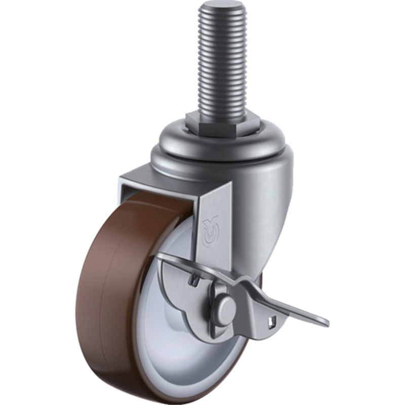 ユーエイ ねじ込み式 自在 ステンレスキャスター ウレタン 車輪径75mm ストッパー付き Sタイプ SUS-ST-S型 ネジ寸法M12×35ピッチ1.75 1個（ご注文単位1個）【直送品】