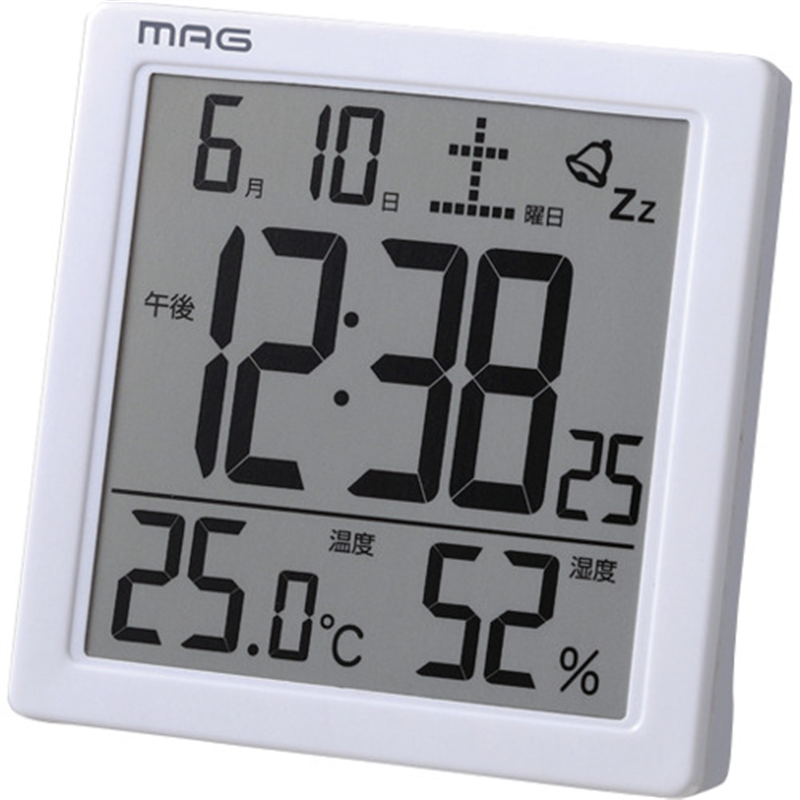 MAG デジタル目覚まし時計 カッシーニ ホワイト T-726WH-Z 1個（ご注文単位1個）【直送品】