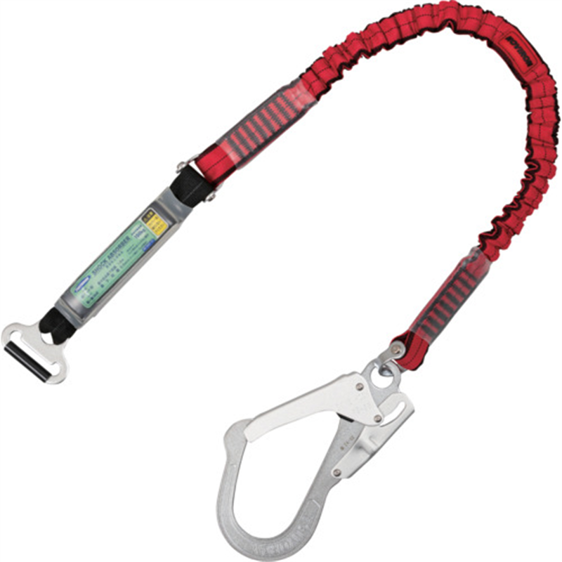 TSUYORON 胴ベルト型墜落制止用器具用副ランヤード(伸縮タイプ)ノビロン(RE)ショックアブソーバ+連結環FL-51・フックFS-93-1 D環止めなし 1本（ご注文単位1本）【直送品】