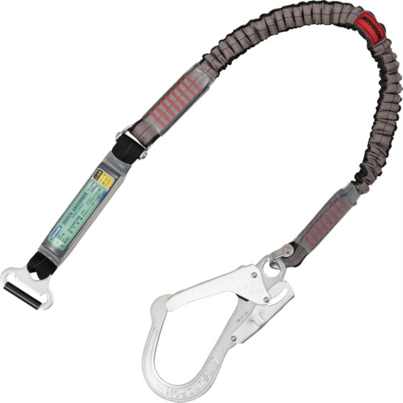 TSUYORON 胴ベルト型墜落制止用器具用副ランヤード(伸縮タイプ)ノビロン(SL)ショックアブソーバ+連結環FL-51・フックFS-93-1 D環止めなし 1本（ご注文単位1本）【直送品】